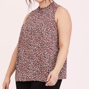Torrid Brown Leopard Animal Print Spotted Georgette Mock Neck Tank Top Sz L